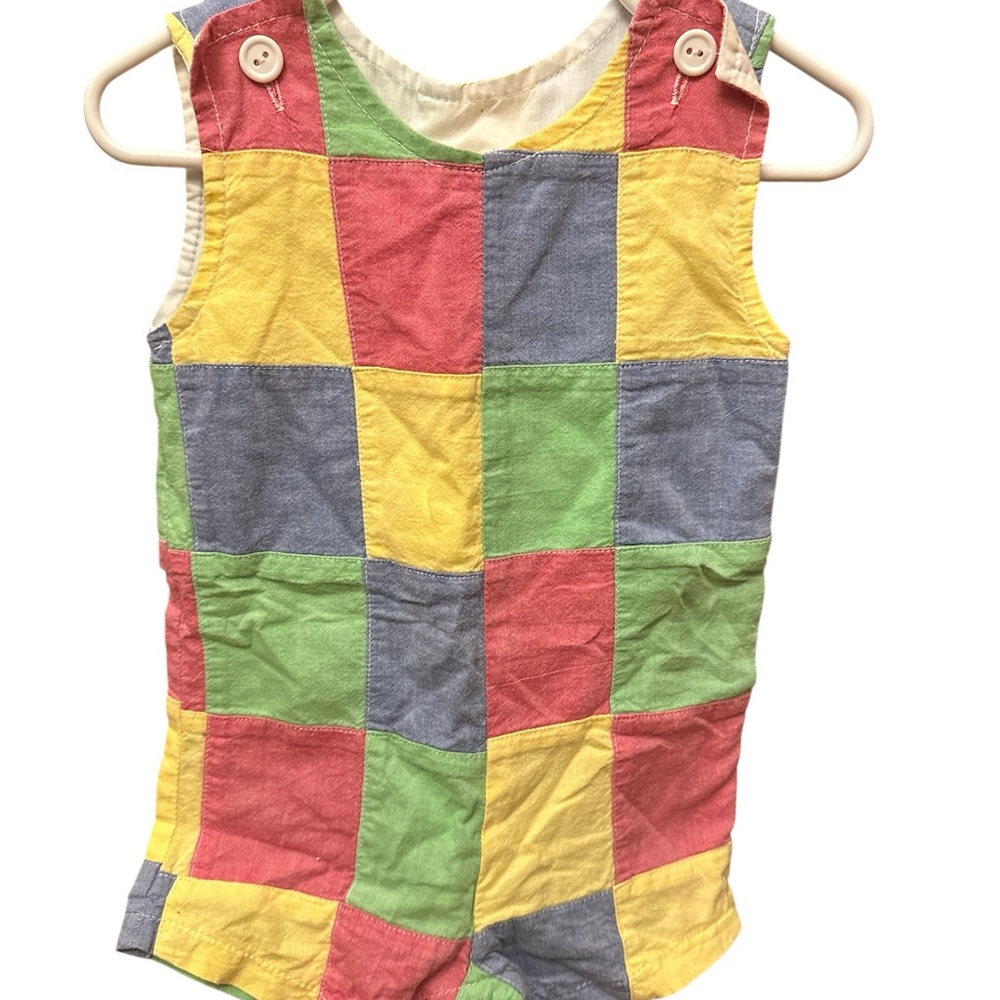 Colorful Patchwork Sleeveless Onesie Vintage 80s